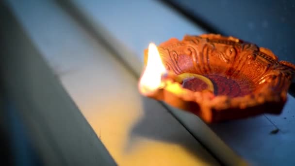 Krásný Designér Hliněné Lampy Dekorace Festivalu Vánoce Nebo Diwali Noci — Stock video
