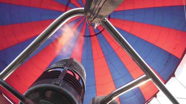 Ballon Gonflable Air Chaud Gros Plan Sur Les Flammes Brûleur — Video