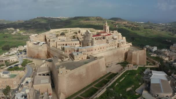 Передняя Беспилотник Воздушный Снимок Citadella Исторической Средневековой Крепости Найденной Красивом — стоковое видео