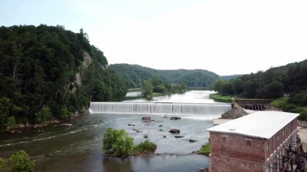 Fries Virginia Luftaufnahme Von Hydroelektrischen Damm Der Nähe Der Alten — Stockvideo