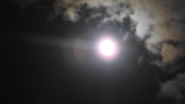 Cielo Notturno Luna Piena Lasso Tempo Lunare Luce Lunare Nuvole — Video Stock