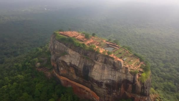 Aérea Giratoria Sigiriya Rock Sri Lanka Amanecer — Vídeo de stock