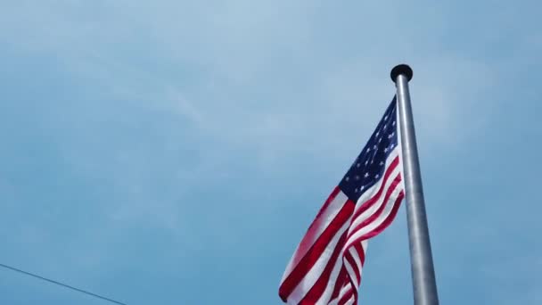 Bandeira Americana Fluindo Movimento Slo — Vídeo de Stock