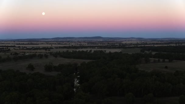 Zonsondergang Antenne Van Murrumbidgee River Wagga Wagga Australië — Stockvideo
