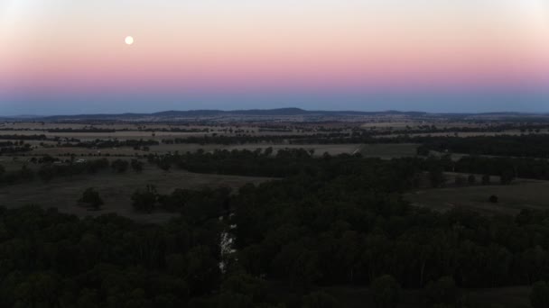 Atardecer Aéreo Del Río Murrumbidgee Wagga Wagga Australia — Vídeos de Stock