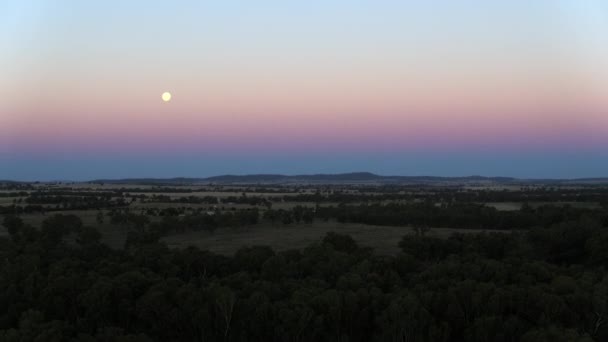 พระอาท ตกด นทางอากาศของแม Murrumbidgee Wagga Wagga ออสเตรเล — วีดีโอสต็อก