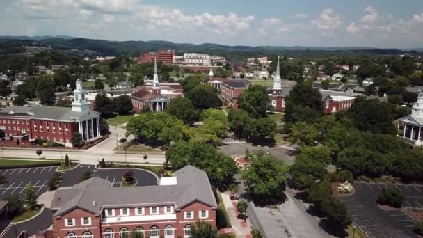 Antenn Kyrka Cirkel Område Kingsport Tennessee — Stockvideo