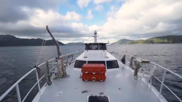 Blick Auf Alte Kreuzfahrtschiffe Von Der Spitze Neuseelands — Stockvideo