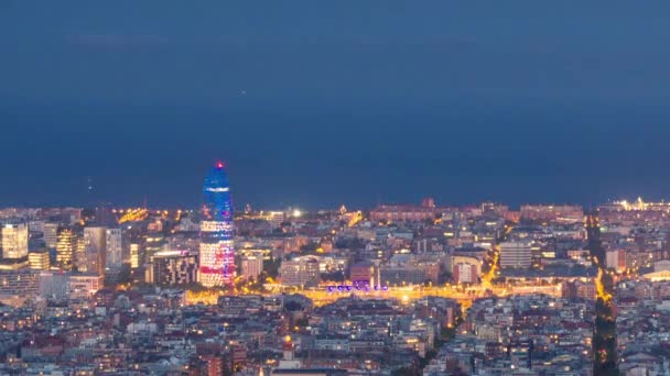 Timelapse Barcellona Notte Visto Dal Tur Rovira Bunkers Del Carmel — Video Stock