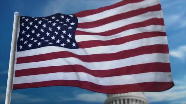 アメリカ アメリカ 旗の完全にループ可能なCgi 3Dアニメーションがクローズアップでなびく — ストック動画