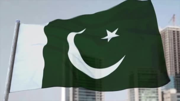 Voll Loopbare Cgi Animation Der Flagge Pakistans Die Nahaufnahme Flattert — Stockvideo