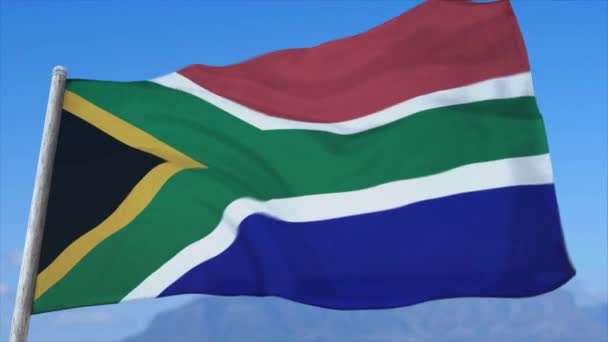 Animação Cgi Totalmente Loopable Bandeira Sul Africana Que Fluttering Close — Vídeo de Stock