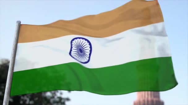 Animação Totalmente Loopable Cgi Bandeira Indiana Que Fluttering Close — Vídeo de Stock