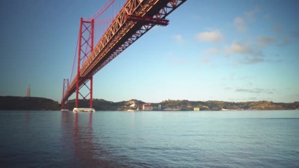 Lisbon Suspension Bridge Dawn Sunrise — Stock Video