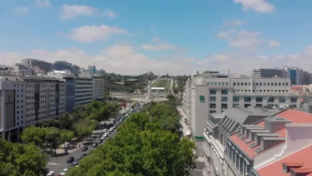 Awesome Aerial Hyperlapse Avenida Liberdade Lissabon Sporing Fra Højre Til – Stock-video