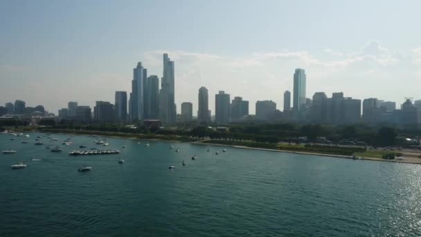 Воздушный Толчок Сторону Грант Парка Чикаго Летом — стоковое видео