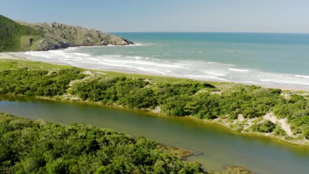 Vista Aerea Panoramica Della Spiaggia Lagoinha Leste Florianopolis Santa Catarina — Video Stock