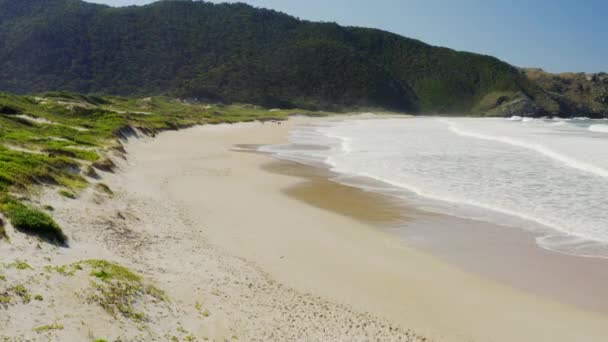 Aufnahme Des Strandschildes Lagoinha Leste Florianopolis Santa Catarina Brasilien — Stockvideo