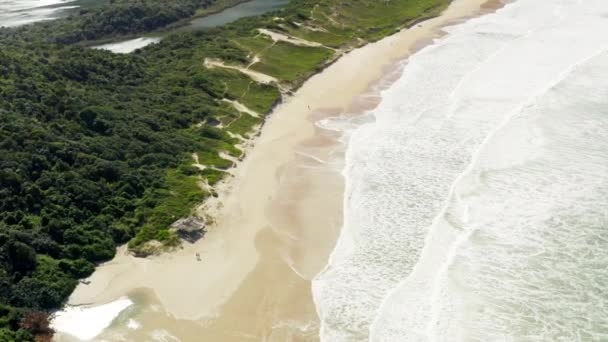 Luftaufnahme Des Strandes Von Lagoinha Leste Florianopolis Santa Catarina Brasilien — Stockvideo