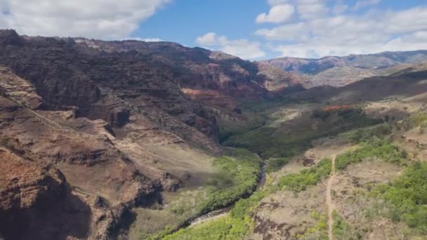 Aerial View Hyperlapse Waimea Canyon Gördülő Felhők Kauai Hawaii — Stock videók