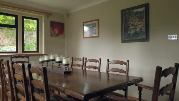 Direita Para Esquerda Pan Uma Sala Jantar Uma Casa Família — Vídeo de Stock