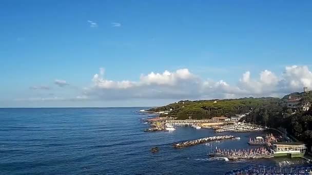 Castiglioncello Bagno Salvadori Plajlarının Hava Manzarası Sunny Söyledi Livorno Talya — Stok video