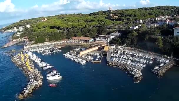 Castiglioncello Bagno Salvadori Plajlarının Hava Manzarası Sunny Söyledi Livorno Talya — Stok video