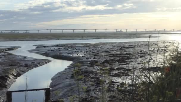 Pont Sur Golfe Gascogne Île Oléron Lever Soleil Danse Des — Video