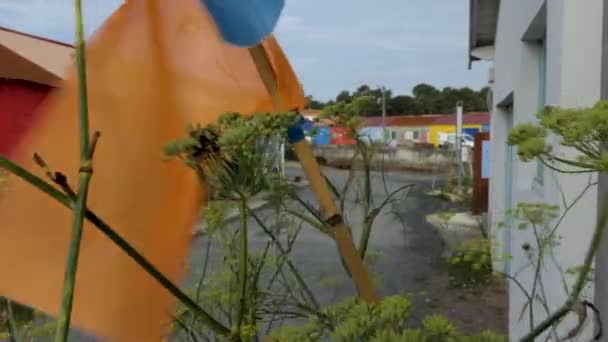 Side View Port Saint Trojan France Island Oleron Colored Houses — Stock Video