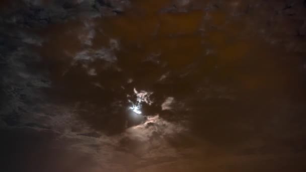 Increíble Timelapse Para Conjunto Luna Llena Nubes Noche — Vídeos de Stock