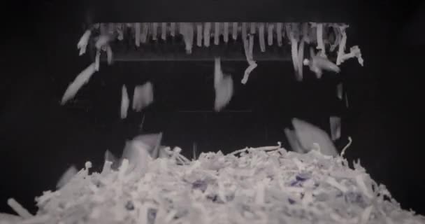 Triturador Papel Corte Baixo Cesta Meio Cheia — Vídeo de Stock