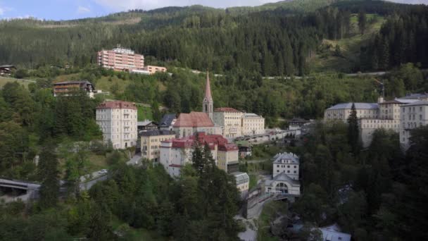 Vista Tranquila Ciudad Balneario Montaña Bad Gastein Los Alpes Austríacos — Vídeos de Stock