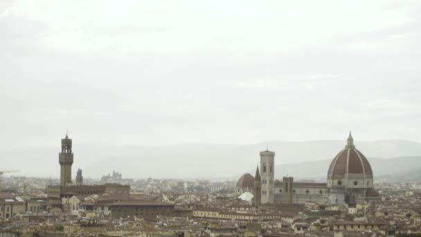 Slow Motion Historiska Stadsbilden Florens Gamla Stad Med Katedral — Stockvideo