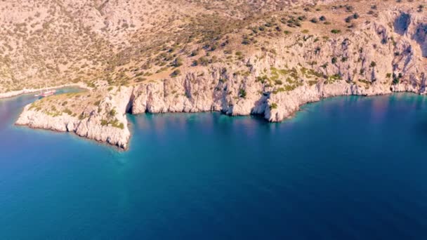 Tropikalna Lazurowa Turkusowa Niebieska Plaża Wodna Góry Basenie Morza Śródziemnego — Wideo stockowe