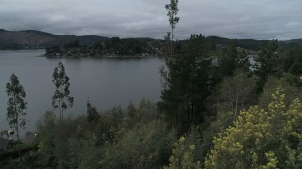 Dron Záběry Přes Vichuquen Jezero Chile — Stock video