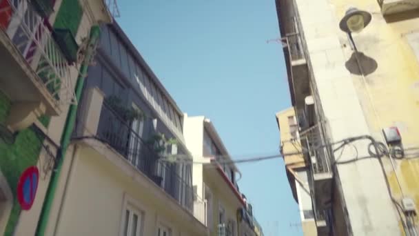 Lisbon Traditional Old Street Person Passing — Stock Video