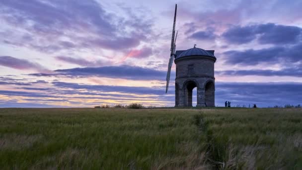 Tard Dans Soirée Été Coucher Soleil Timelapse Célèbre Moulin Vent — Video