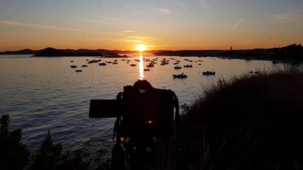 Камера Знімає Часові Проміжки Заході Сонця Над Морем Тринозі Огляд — стокове відео