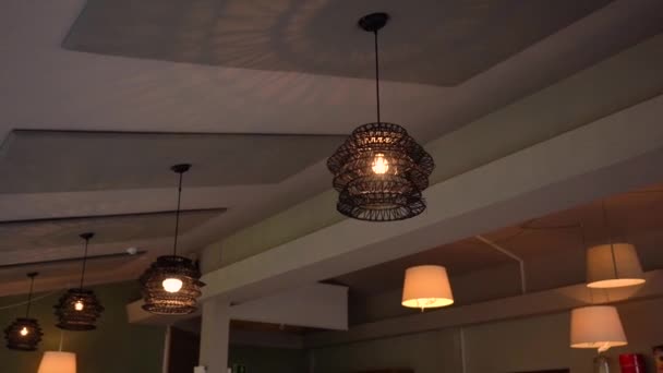 Różne Ujęcia Małej Restauracji Tym Stoły Światła Bufet — Wideo stockowe