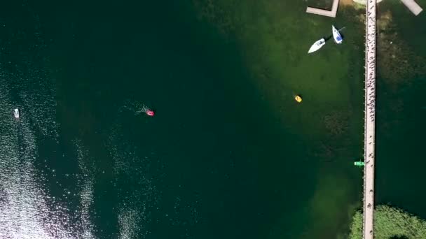Aérien Très Haute Altitude Vue Dessus Pont Île Trakai Avec — Video