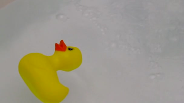 Gummiente Schwimmt Einer Badewanne — Stockvideo