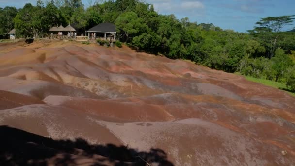 Сверкающий Снимок Семицветной Земли Маврикии Можете Увидеть Цветной Песок Заднем — стоковое видео