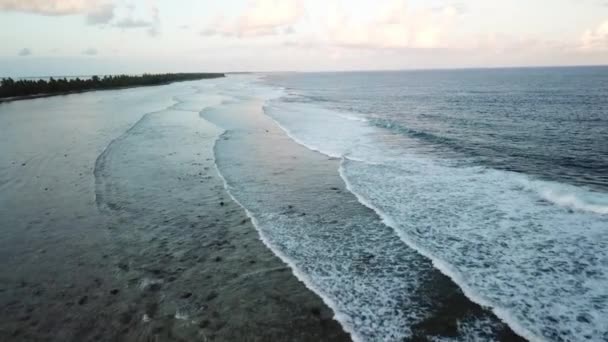 Aerial Empurrando Para Frente Praias Tarawa Kiribati — Vídeo de Stock