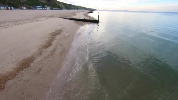 Aerial Drone Footage Boscombe Beach Bournemouth Dorset — Stock Video