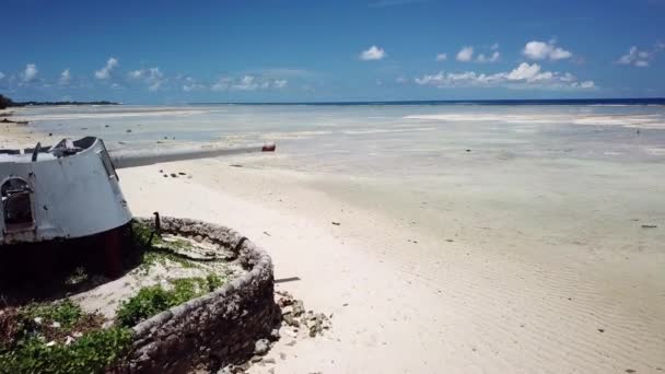 Arma Costeira Japonesa Aérea Tarawa Praia Kiribati — Vídeo de Stock