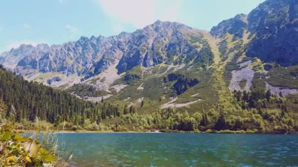 Time Lapse Deel Van Glaciale Bergmeer Popradske Pleso Hoge Tatra — Stockvideo