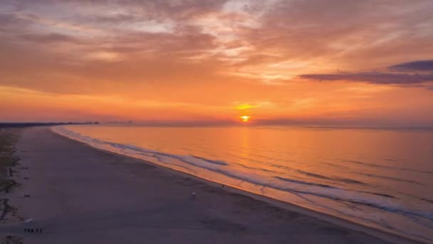 Hyperlapse Aéreo Nascer Sol Longo Oceano — Vídeo de Stock