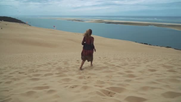 Berühmte Düne Pilat Bei Bordeaux Frankreich Eine Große Sanddüne Atlantik — Stockvideo