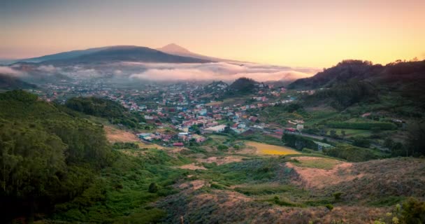 Timelapse Podczas Zachodu Słońca Punktu Widzenia Jardiny Miasto Laguna Teide — Wideo stockowe