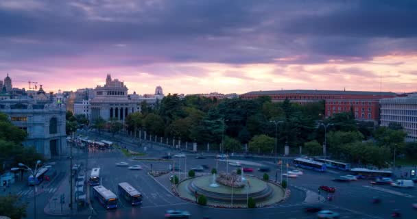 Timelapse Κατά Διάρκεια Του Ηλιοβασιλέματος Από Δημαρχείο Της Μαδρίτης Πλατεία — Αρχείο Βίντεο